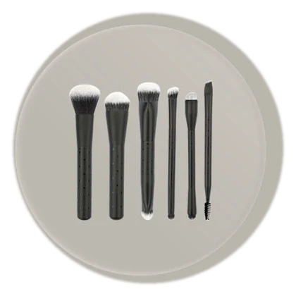 Set of six black brushes