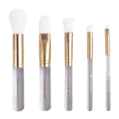 Satin-finish synthetic brush set with gold ferrules