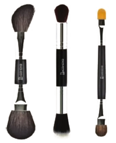 Double-ended powder, blush and angled blush brushes