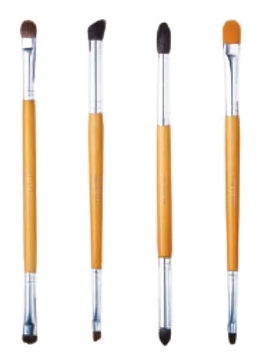 Double-ended eye brushes, wooden handles