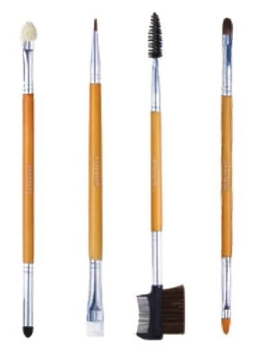 Double-ended smudge, lash comb and lip brushes, wooden handles