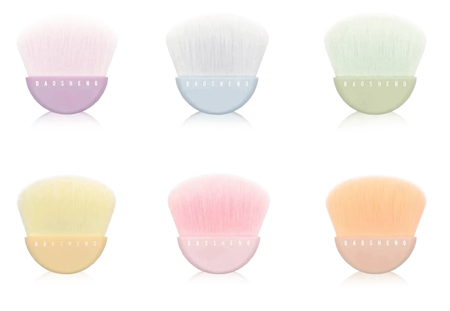 Six pastel mini kabuki brushes