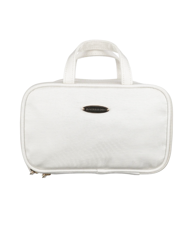White vanity case with top handle