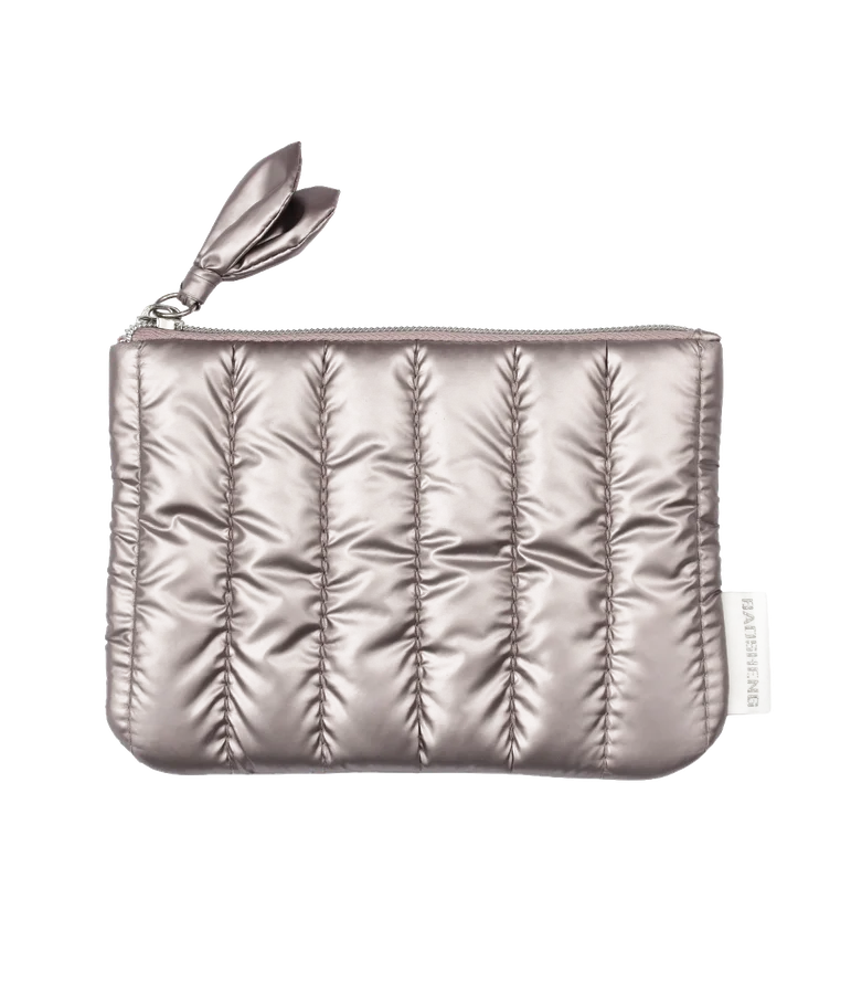 Metallic quilted pouch