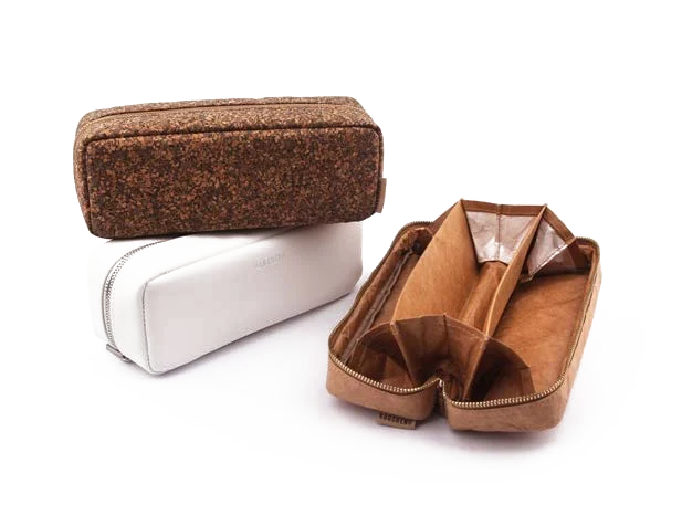 Cork and leather pouch set