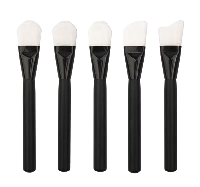 Five skincare brushes with white fibre