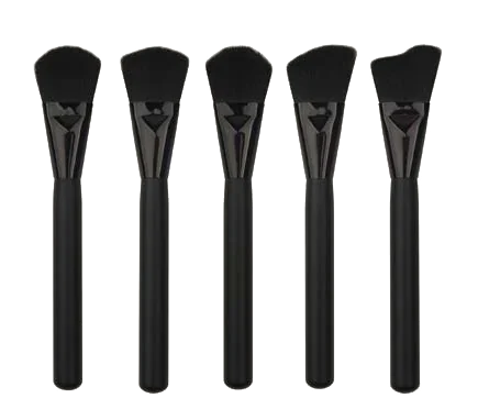 Five black silicone skincare brushes